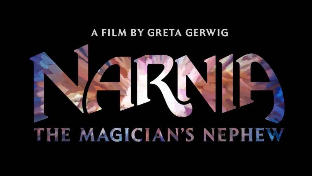 لوگوی فیلم نارنیا (Narnia) با عنوان The Magician's Nephew و نام کارگردان گرتا گرواگ (Greta Gerwig)