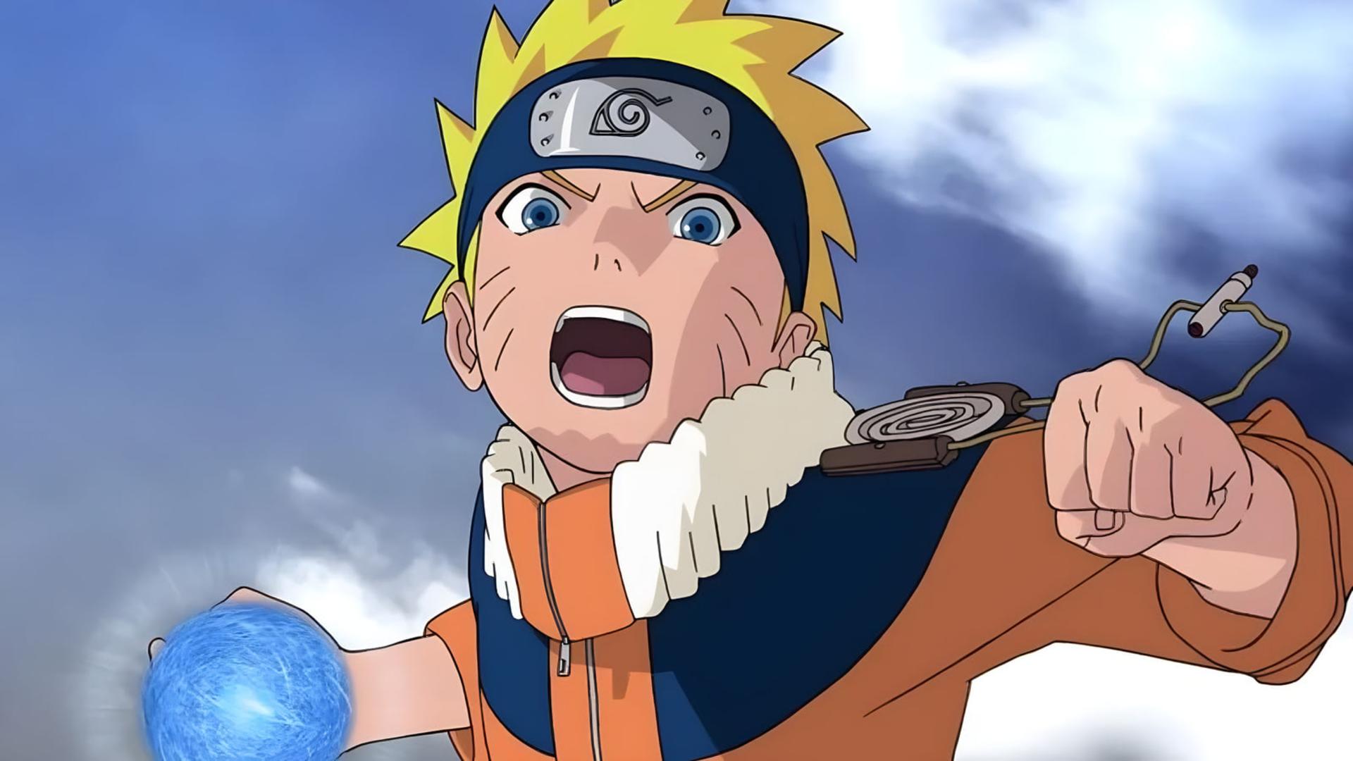 ناروتو (Naruto Uzumaki) در حال استفاده از تکنیک راسنگان در انیمه