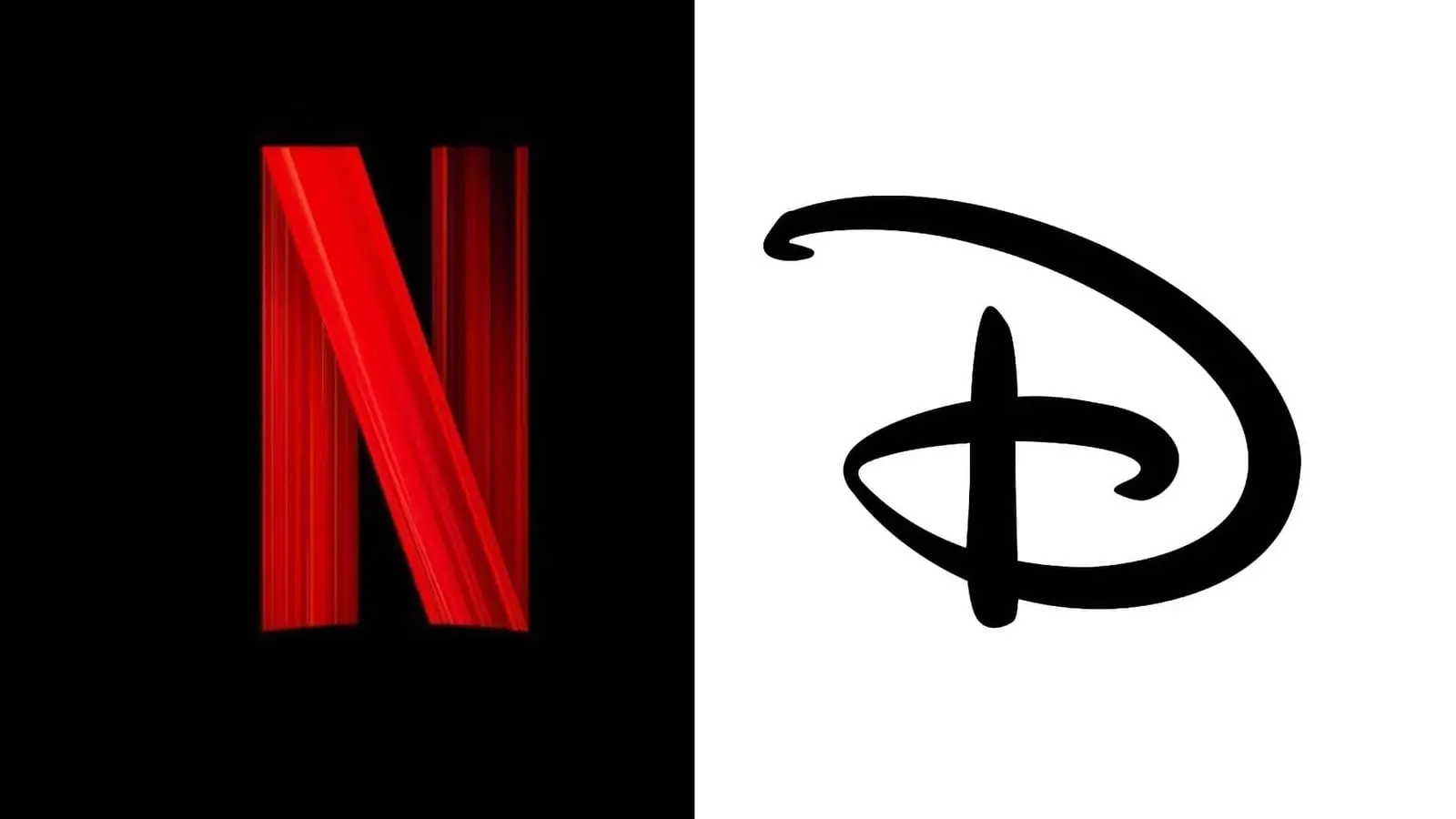 لوگوی قرمز نتفلیکس (Netflix) در کنار لوگوی مشکی دیزنی (Disney)