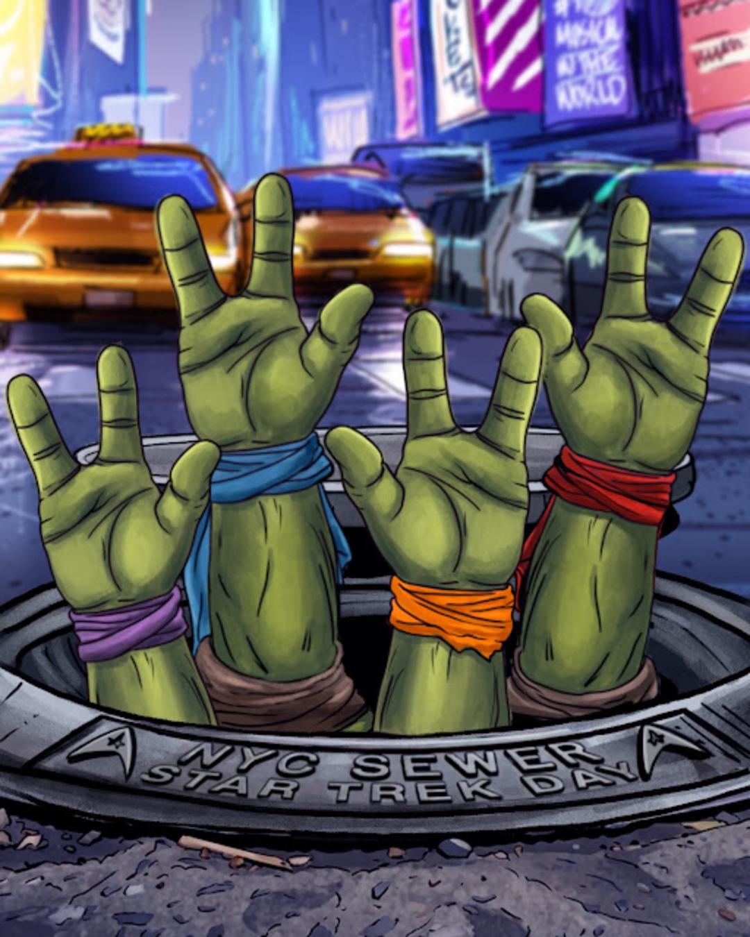 دست‌های لاک‌پشت‌های نینجا (Teenage Mutant Ninja Turtles) از دریچه فاضلاب نیویورک