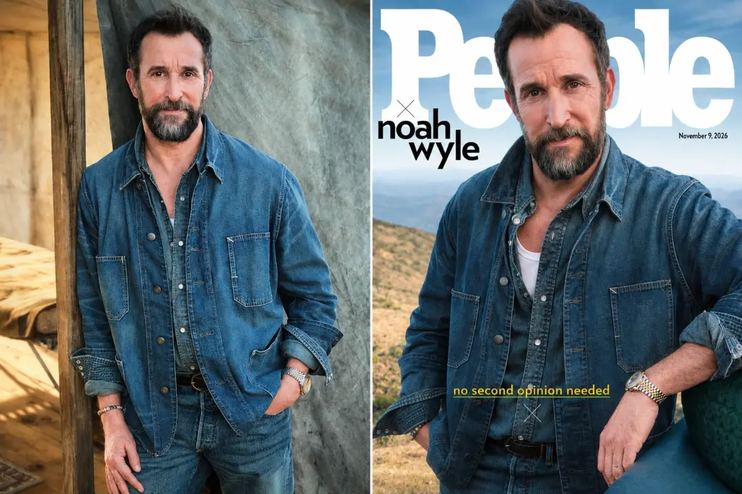 نوآ وایل (Noah Wyle) با پیراهن جین در دو نمای مختلف