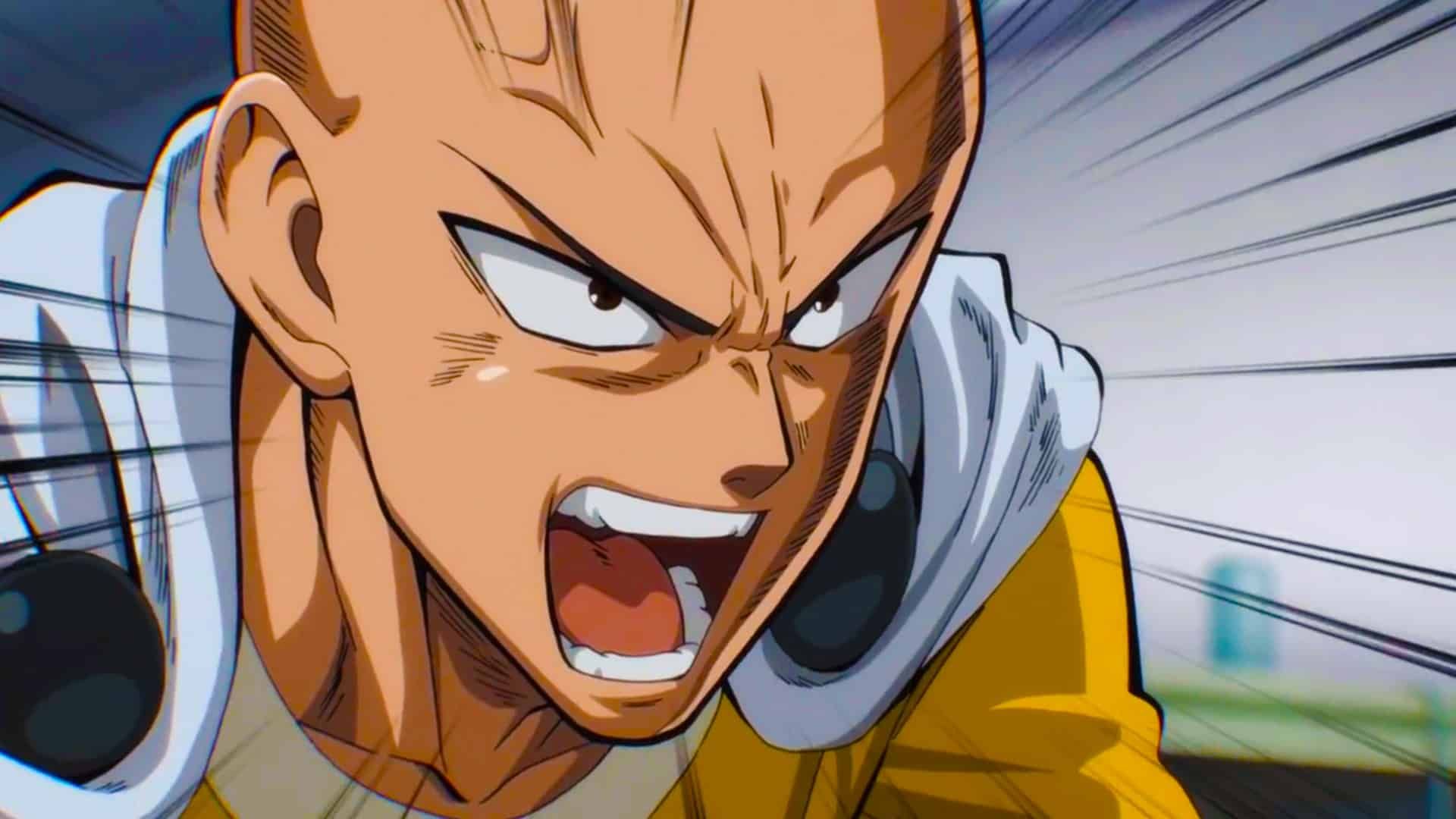 سایتاما در انیمه One Punch Man در حال فریاد کشیدن