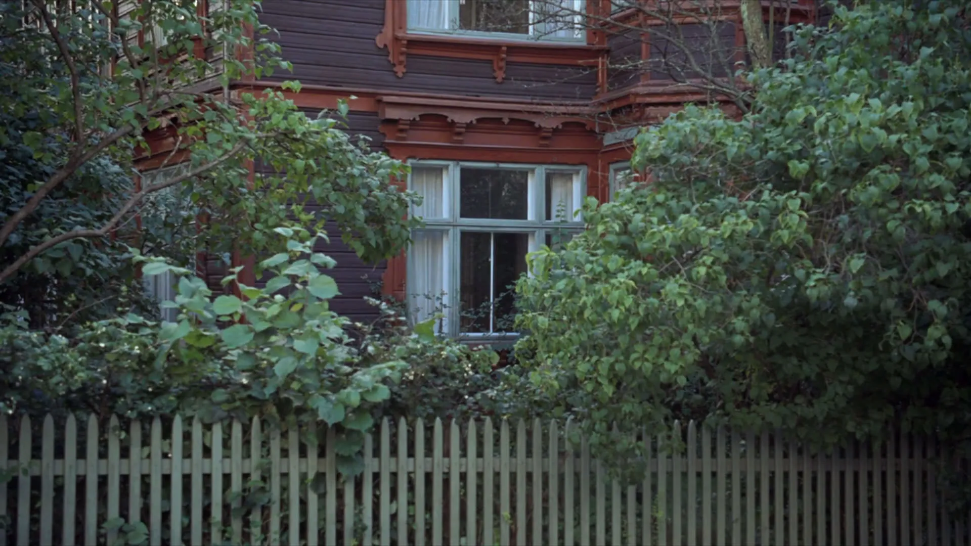 نمایی از خانه‌ای که از پشت یک درخت پیداست در فیلم اسلو ۳۱ اوت یواکیم تریه