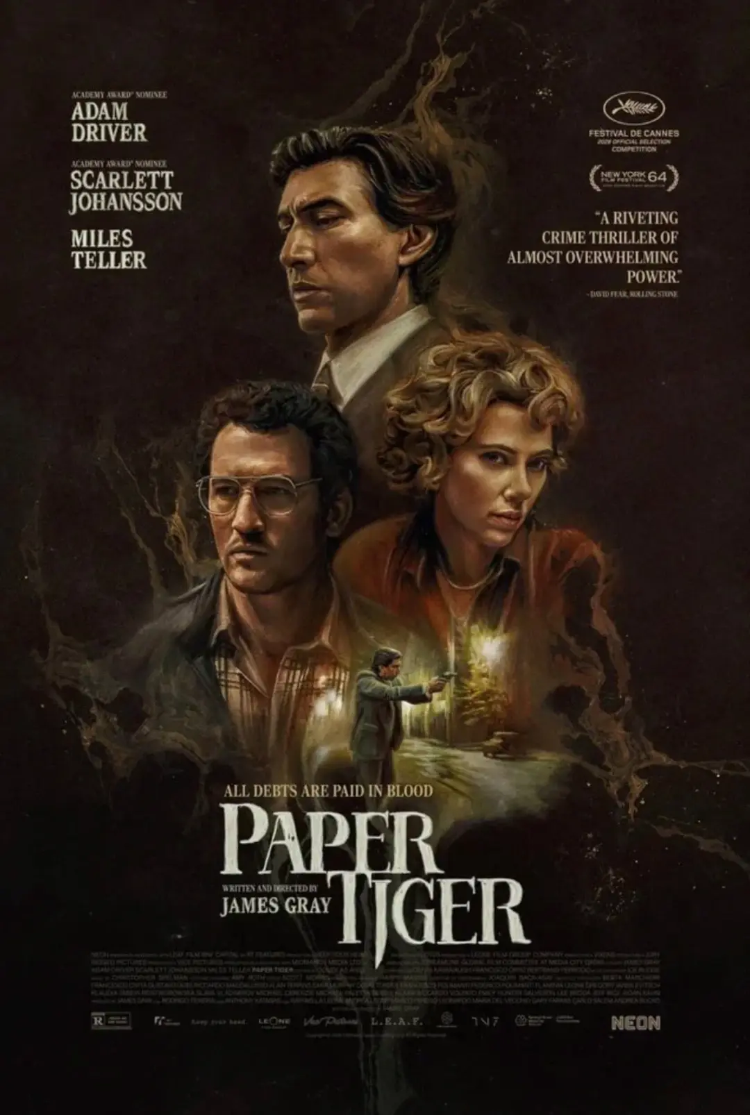 پوستر فیلم پیپر تایگر (Paper Tiger) با چهره‌های آدام درایور (Adam Driver) و اسکارلت جوهانسون (Scarlett Johansson)