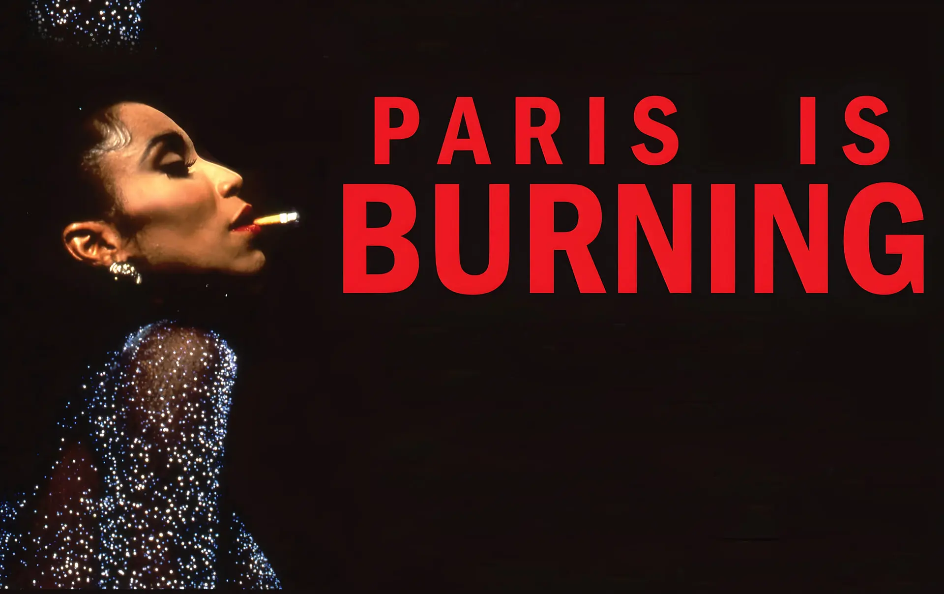 پوستر مستند پاریس در آتش (Paris Is Burning) با تصویر چهره‌ای زنانه