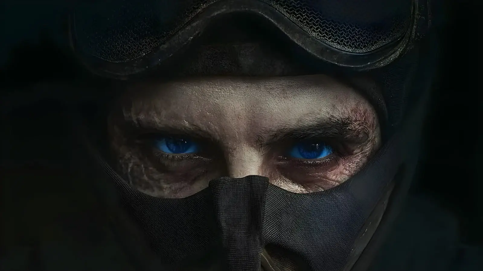 چشمان آبی پل اتریدیز (Paul Atreides) با ماسک و عینک محافظ