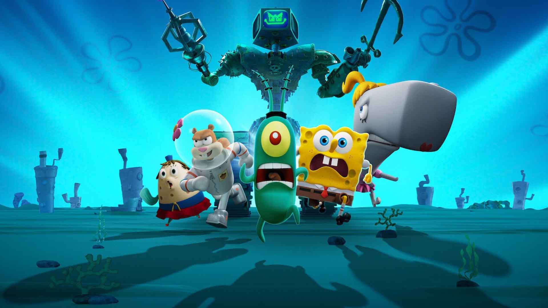 شخصیت‌های اصلی انیمیشن Plankton: The Movie در حال فرار از دست یک ربات