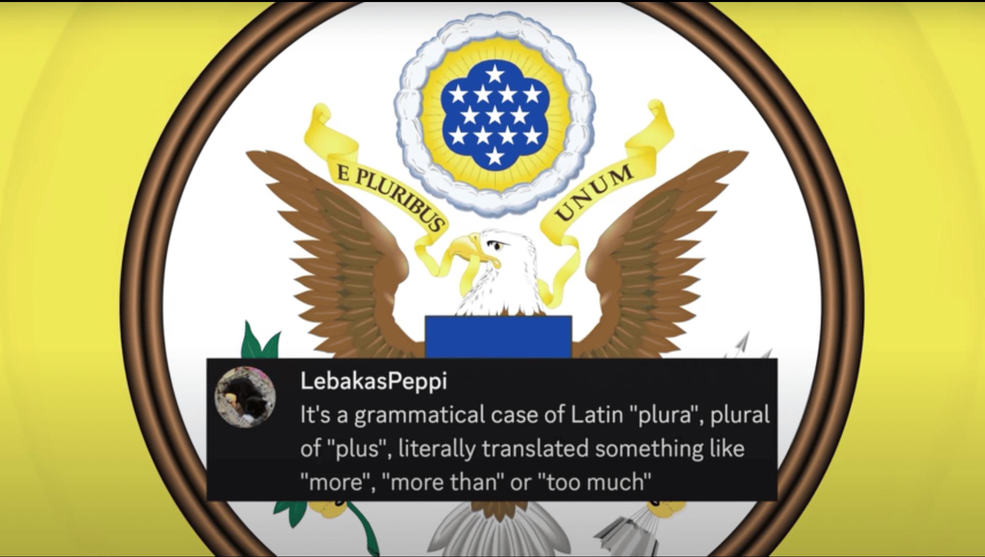 نام Pluribus بر لوگوی دولت فدرال آمریکا