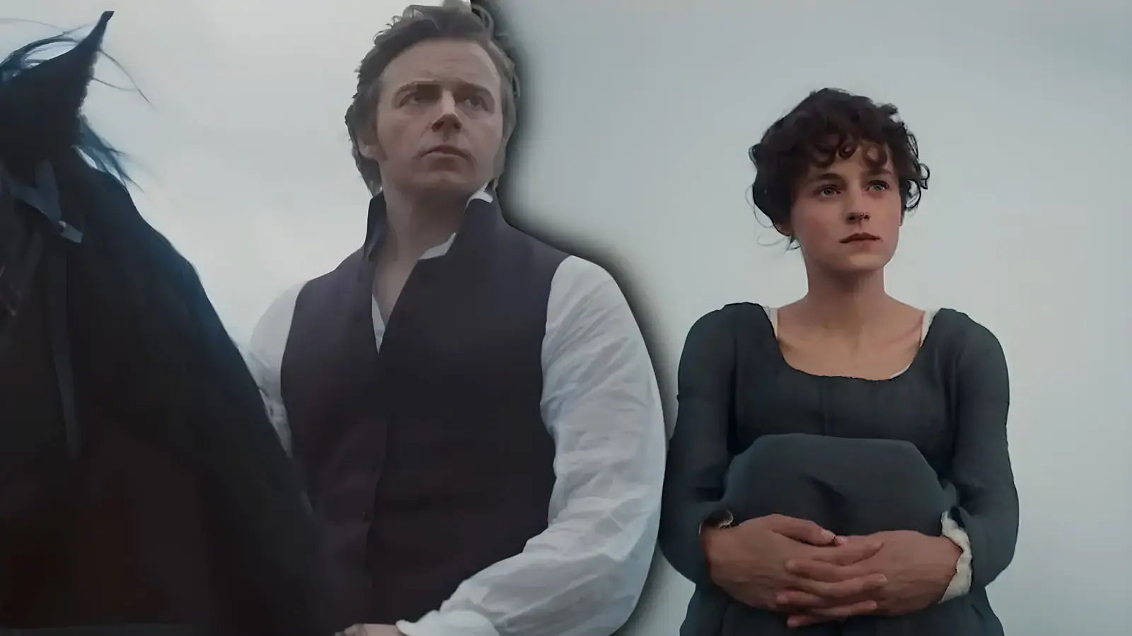 اما کورین (Emma Corrin) و جک لودن (Jack Lowden) در صحنه‌ای از سریال غرور و تعصب