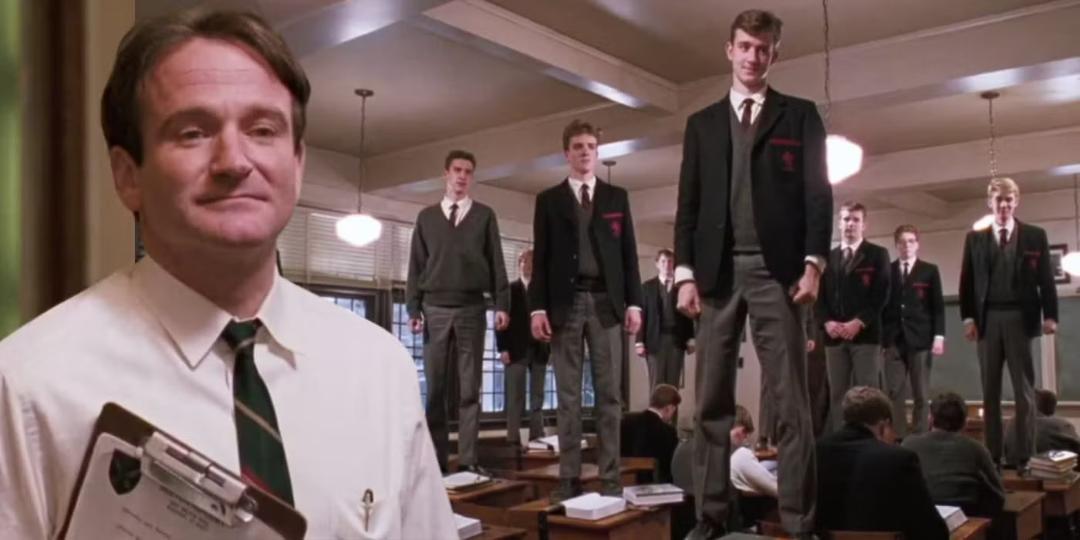 رابین ویلیامز (Robin Williams) در کلاس درس در مقابل دانش‌آموزان