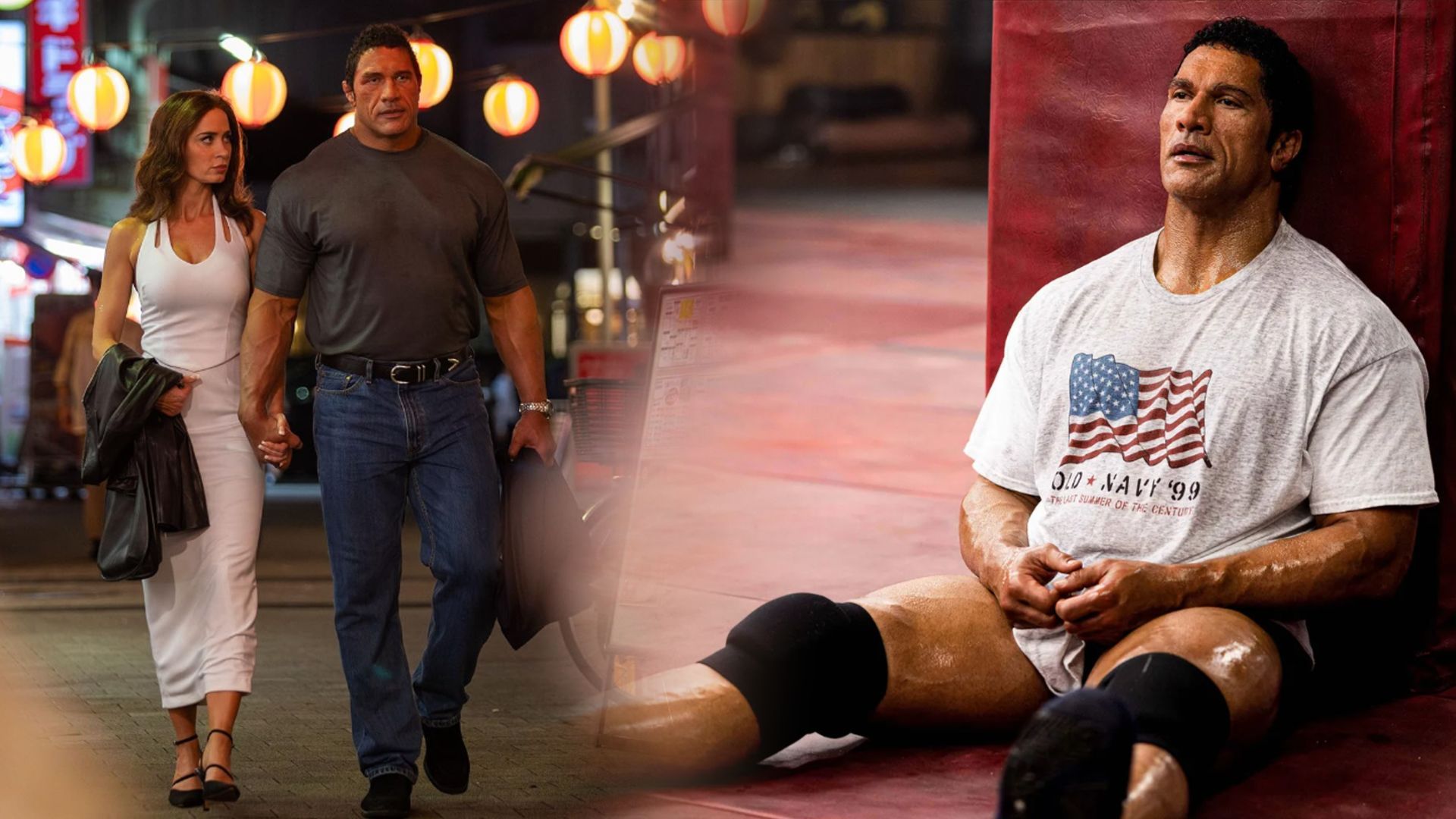 دواین جانسون و امیلی بلانت بازیگران فیلم The Smashing Machine