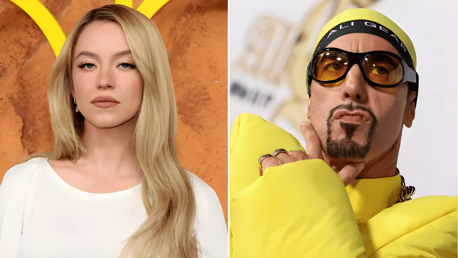 چهره‌های ساشا بارون کوهن (Sacha Baron Cohen) و سیدنی سوئینی (Sydney Sweeney) در کنار هم