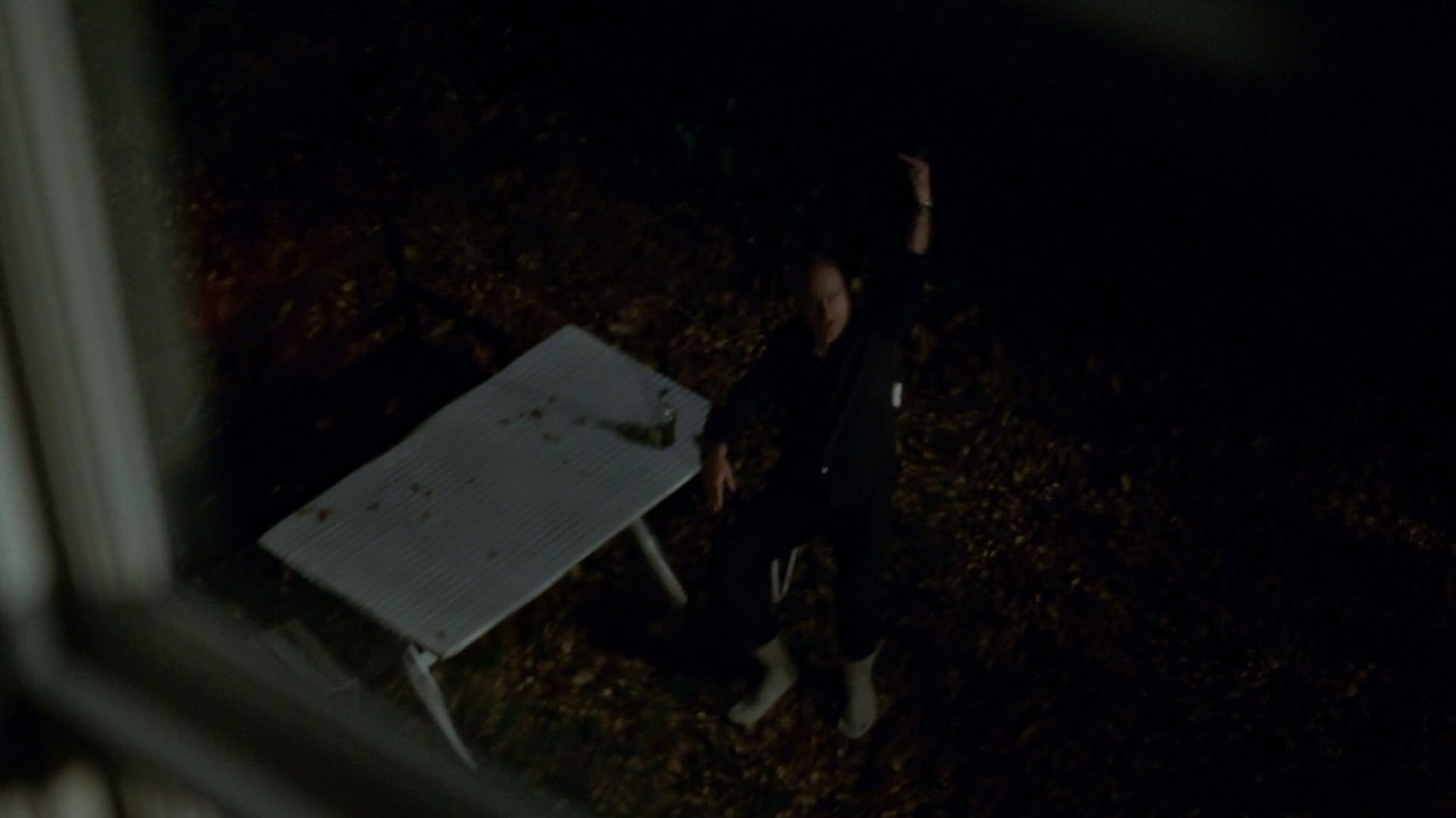 استلان اسکارزگارد را از بالا و از طریق پنجره‌ی یک خانه می‌بینیم در حالی که روی یک صندلی نشسته است و انگشت وسطش را به سمت بالا نشان میدهد در فیلم ارزش عاطفی یواکیم تریه