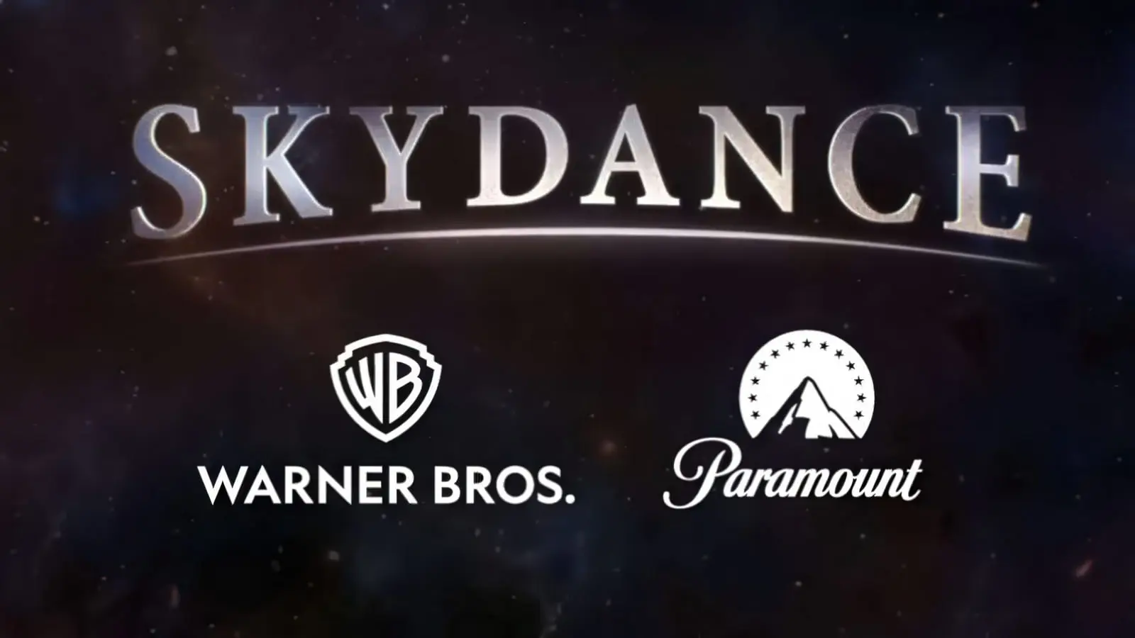 لوگوی اسکای‌دنس (Skydance) در کنار نشان‌های وارنر برادرز (Warner Bros.) و پارامونت (Paramount)