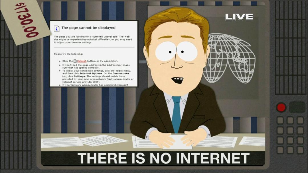 قطع شدن اینترنت در اخبار سریال south park