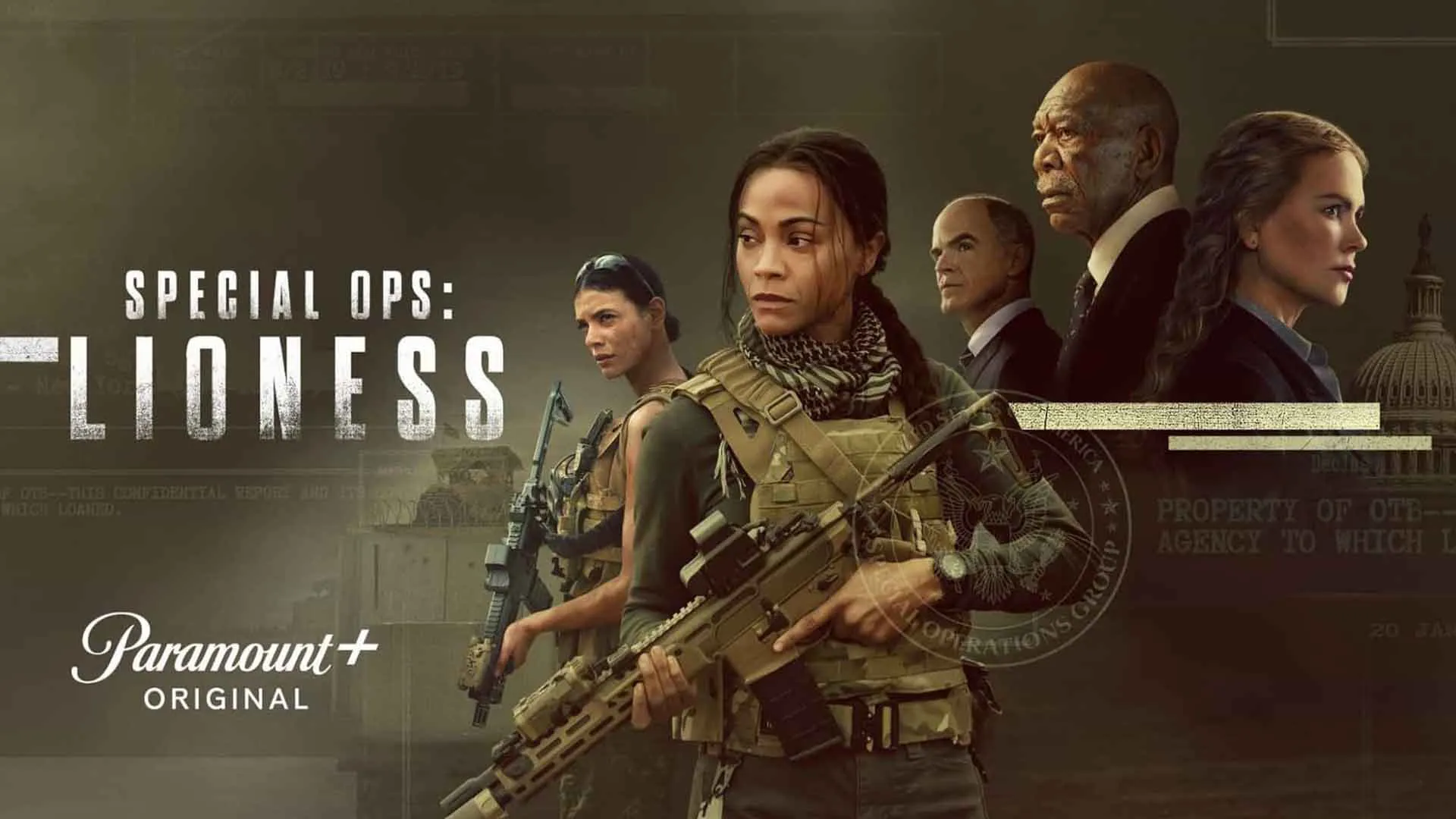 زوئی سالدانا و نیکول کیدمن در پوستر سریال Special Ops: Lioness