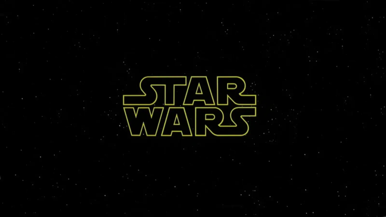 لوگوی طلایی استار وارز (Star Wars) در فضای سیاه پر از ستاره