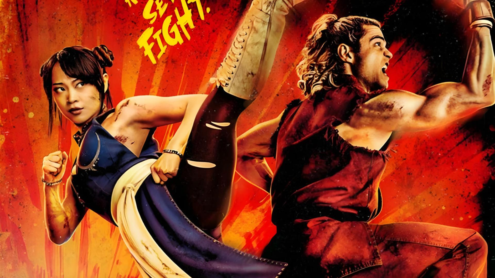 شخصیت‌های فیلم استریت فایتر (Street Fighter) در حال مبارزه و اجرای حرکات رزمی