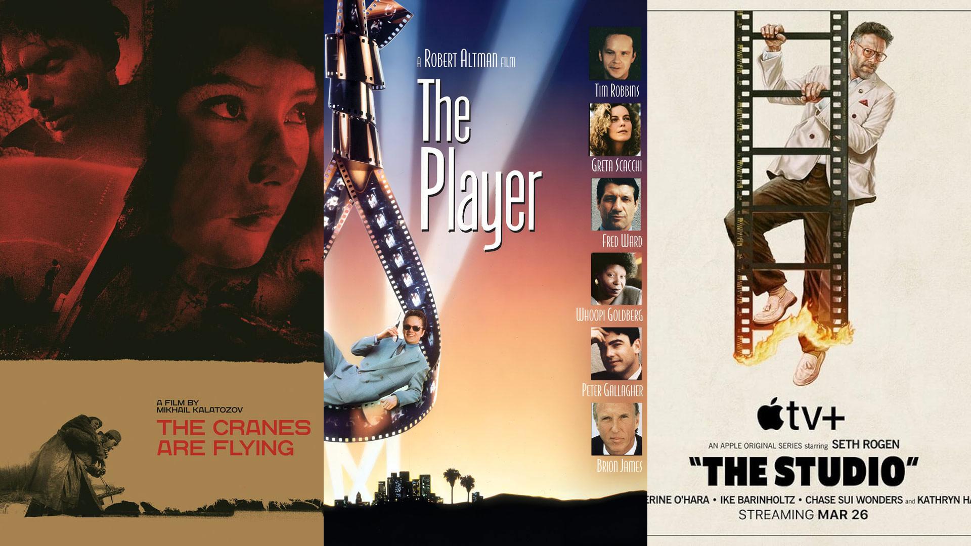 پوستر سریال استودیو در کنار پوسترهای فیلم‌های بازیگر رابرت آلتمن و درناها پرواز می‌کنند