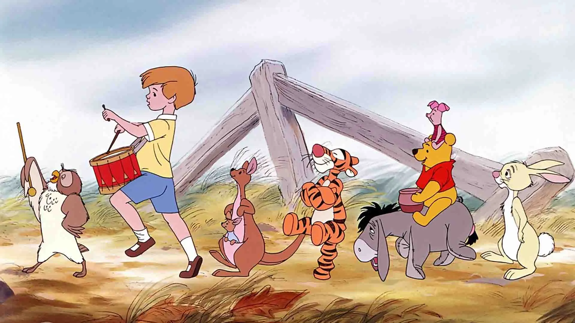 کریستوفر رابین به همراه پو و دیگر دوستانش در انیمیشن The Many Adventures of Winnie the Pooh