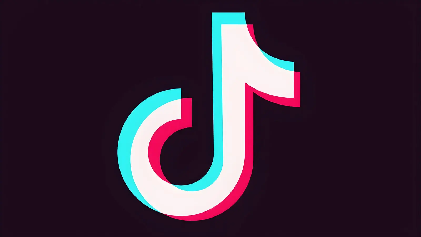 لوگوی تیک‌تاک (TikTok) با افکت گلیچ و رنگ‌های سایه‌ی آبی و قرمز