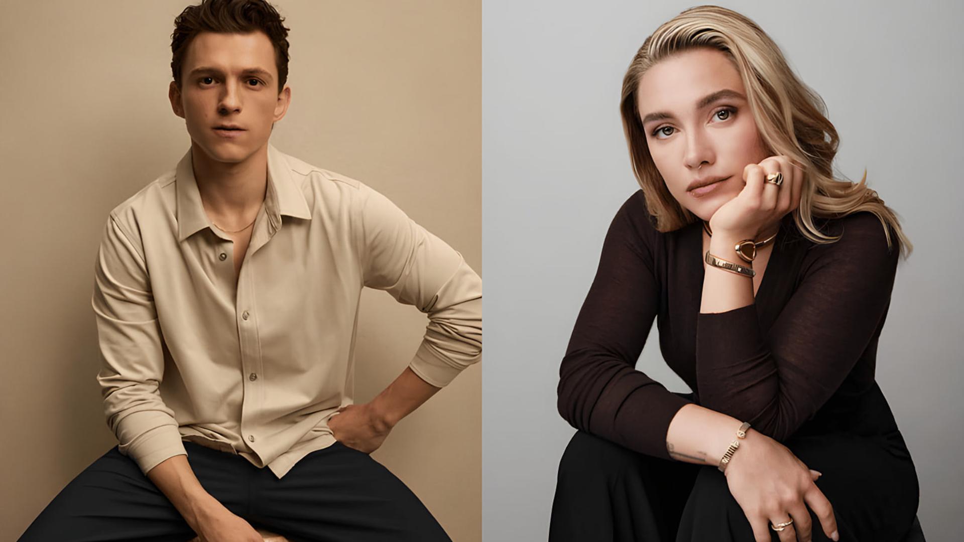 تام هالند (Tom Holland) و فلورنس پیو در یک نشست خبری