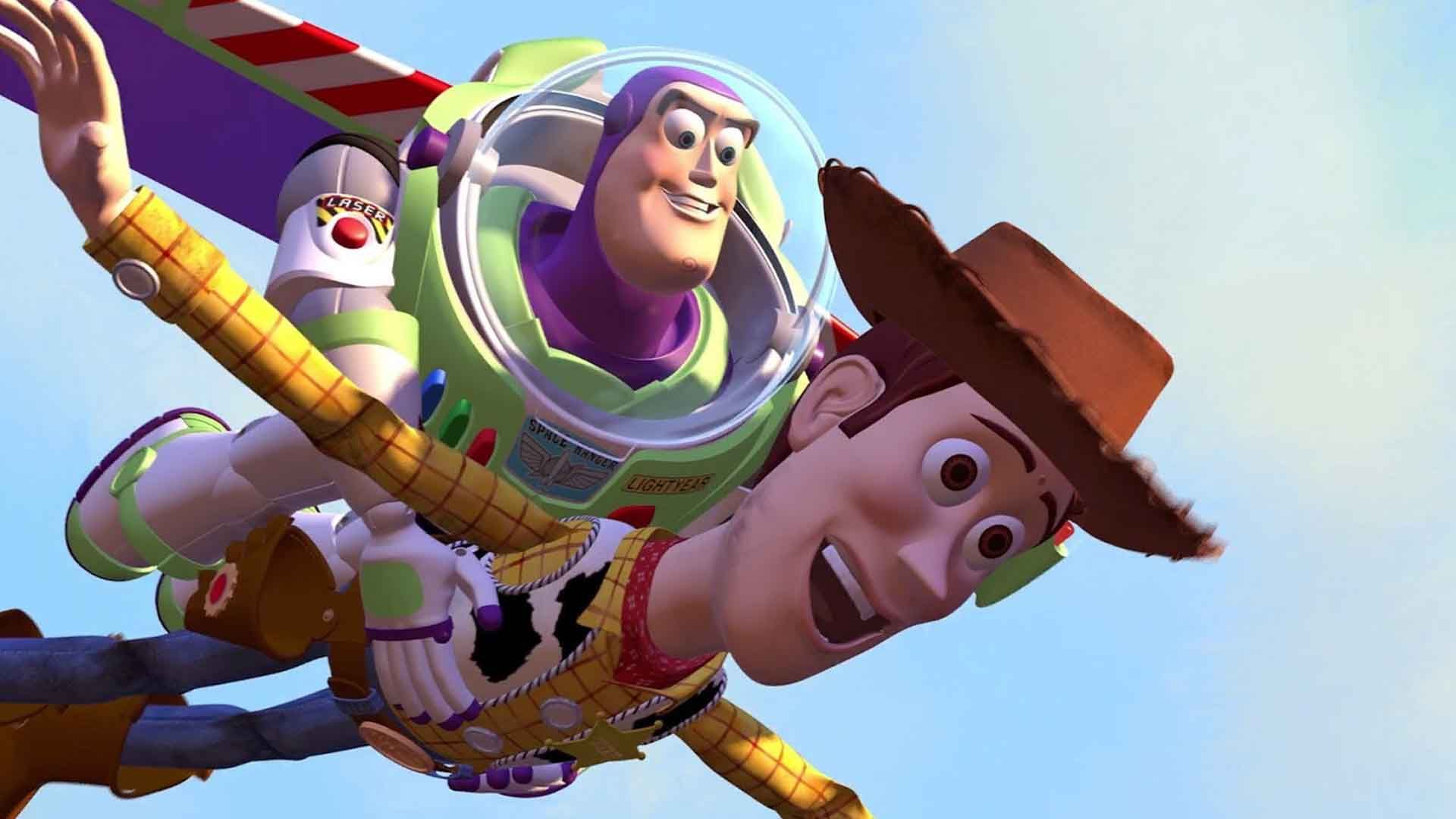اندی در حال پرواز با باز لایت‌یر در انیمیشن Toy Story