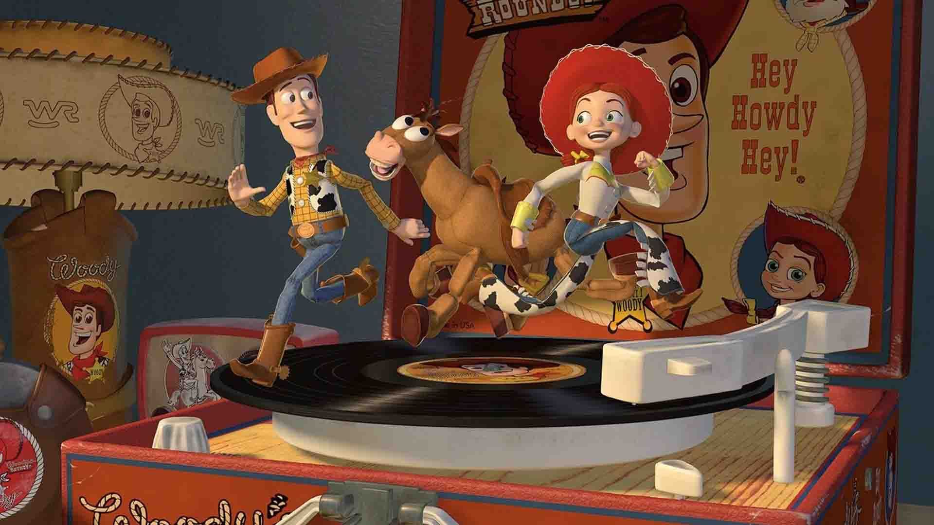 اندرو، جسی و بولزآی در حال دویدن در انیمیشن Toy Story 2
