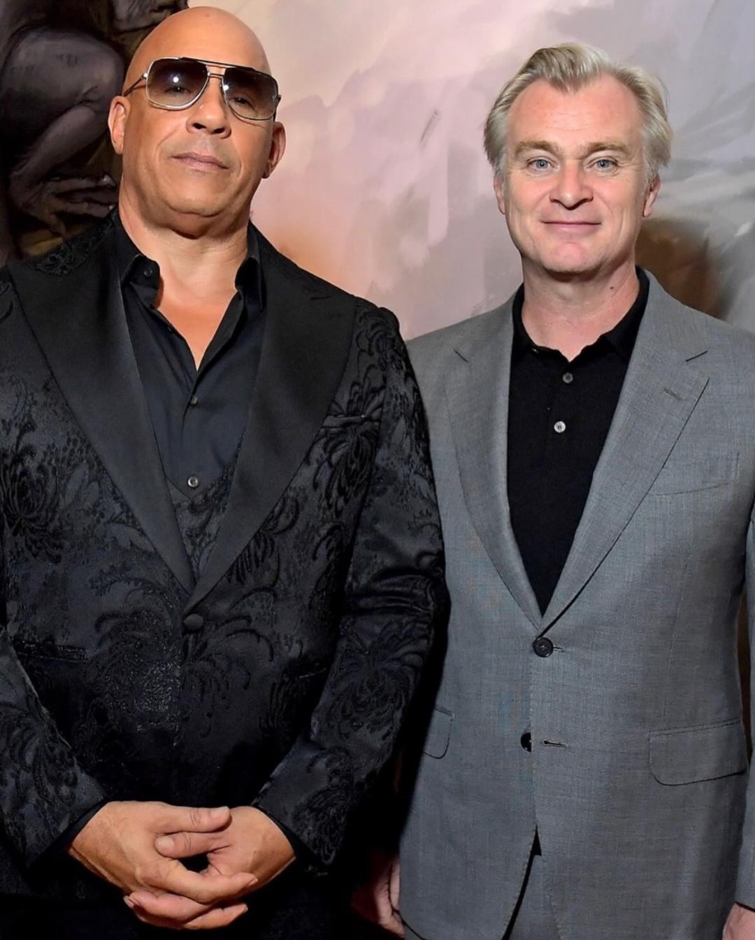 وین دیزل (Vin Diesel) و کریستوفر نولان (Christopher Nolan) در کنار هم ایستاده‌اند