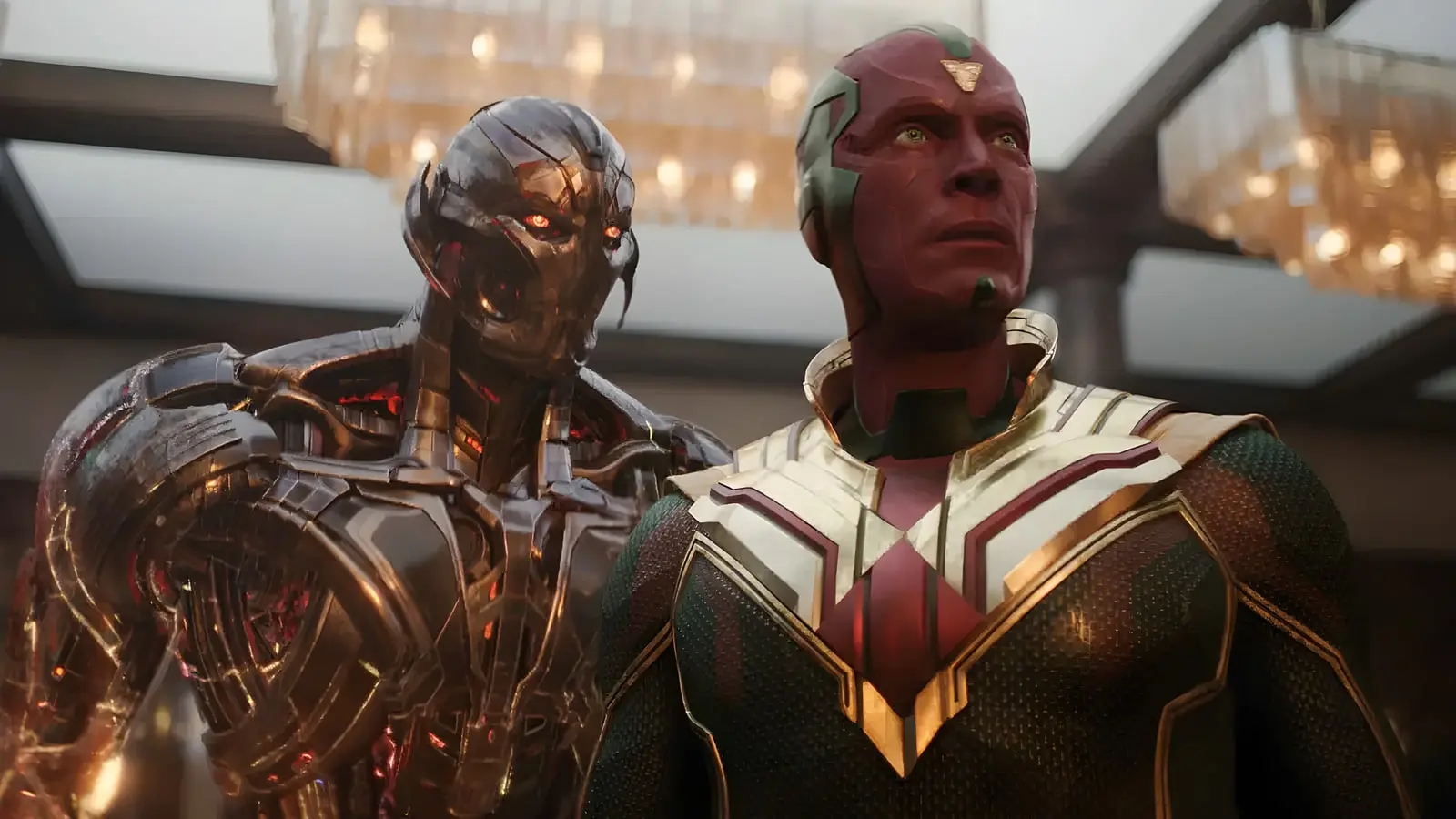 شخصیت‌های ویژن (Vision) و عصر اولتران (Ultron) در صحنه‌ای از سریال جدید