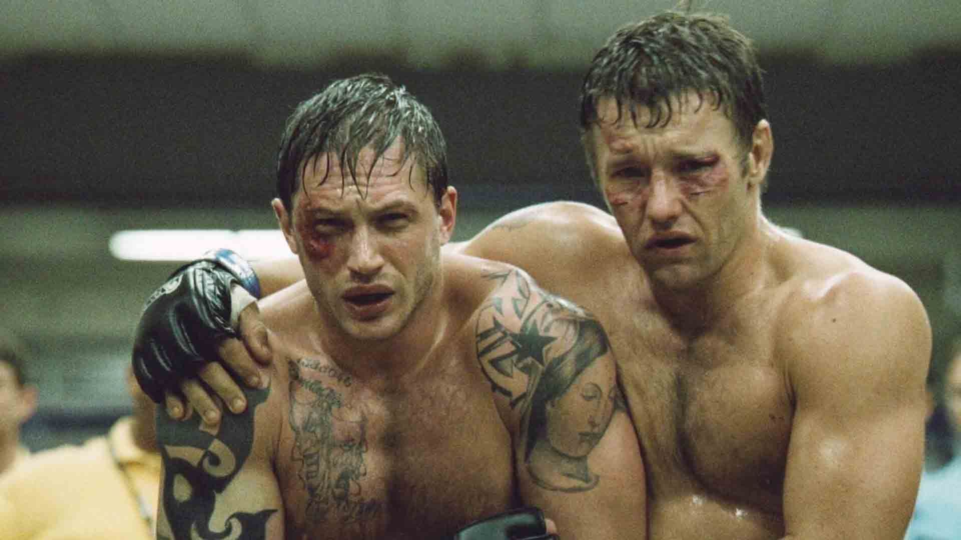 تام هاردی و جوئل اجرتون با صورت‌های زخمی در فیلم Warrior