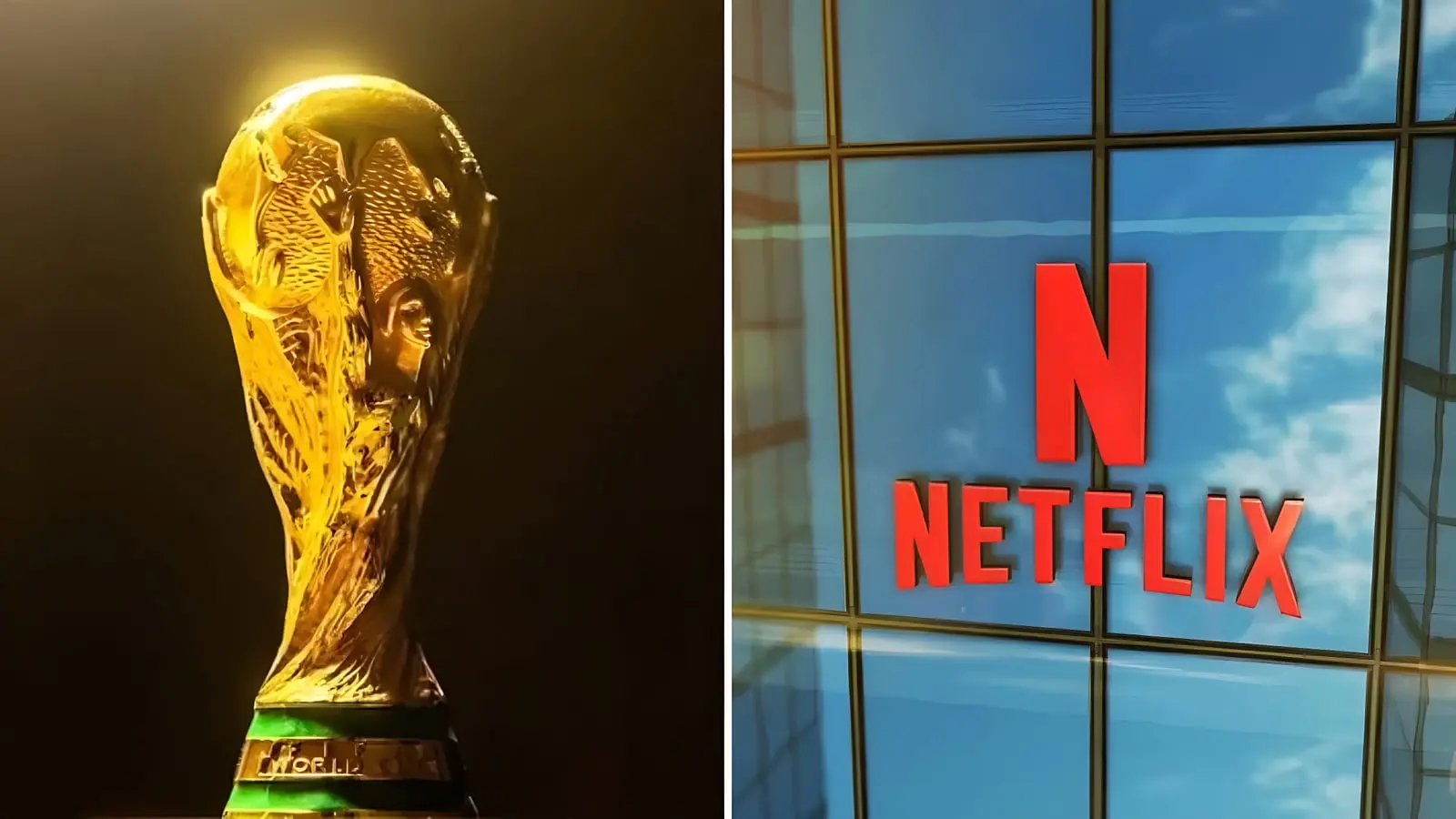 جام جهانی (FIFA World Cup) در کنار لوگوی قرمز نتفلیکس (Netflix)