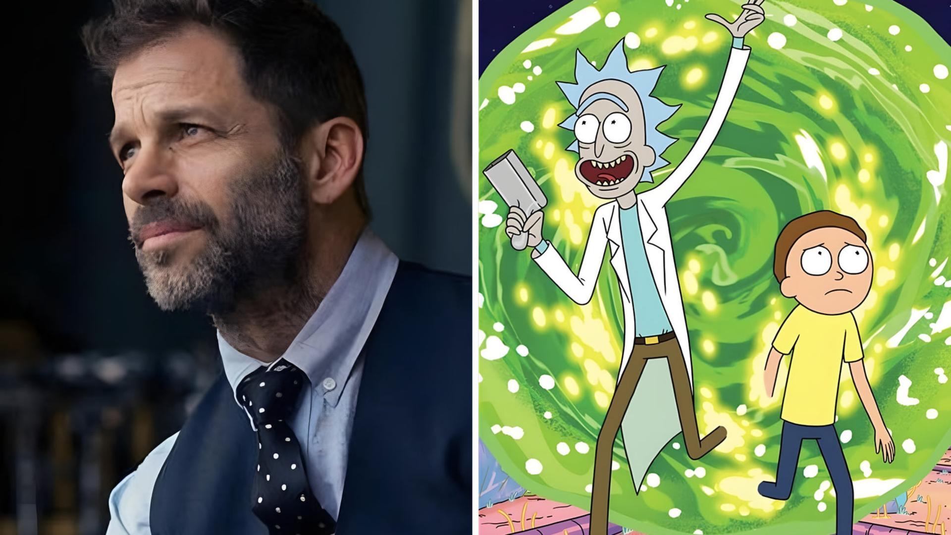 چهره زک اسنایدر (Zack Snyder) در کنار شخصیت‌های انیمیشن ریک و مورتی (Rick and Morty)